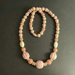 Vintage Lucite 27"‎ Pink & Cream Bead Necklace